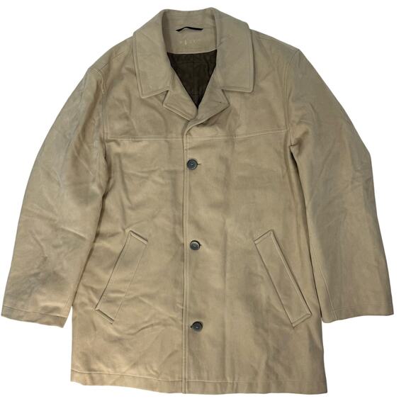 Men's 42R Barcelino SF Tan Car Coat Made in Germany Zip Pockets Cotton S/Med - Picture 4 of 15